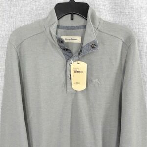 Tommy Bahama Montserrat Henley Rib Knit Shirt Men's Small Heron NWT $99.50 MSRP